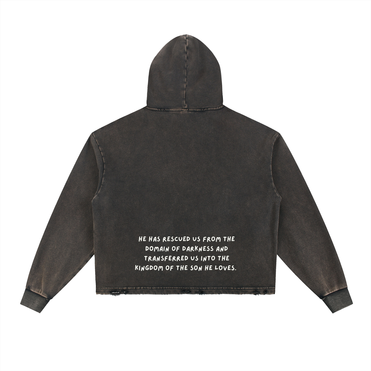 Vintage Washed Frayed-Hem Hoodie