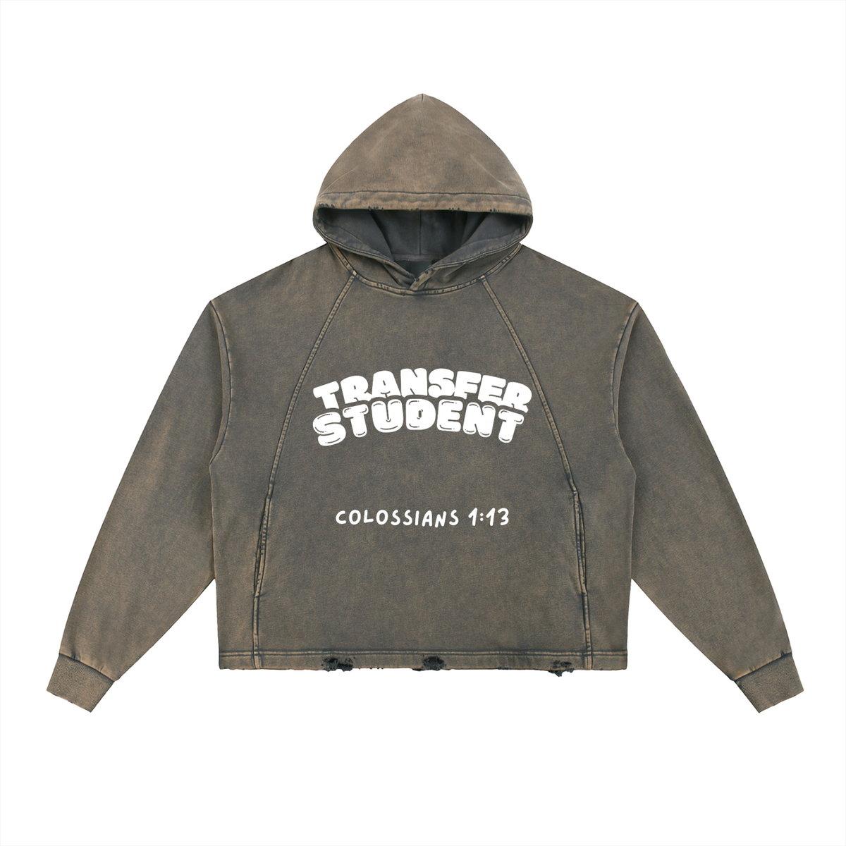 Vintage Washed Frayed-Hem Hoodie